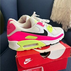 Nike Air Max 90 White with Pink and Neon Accents